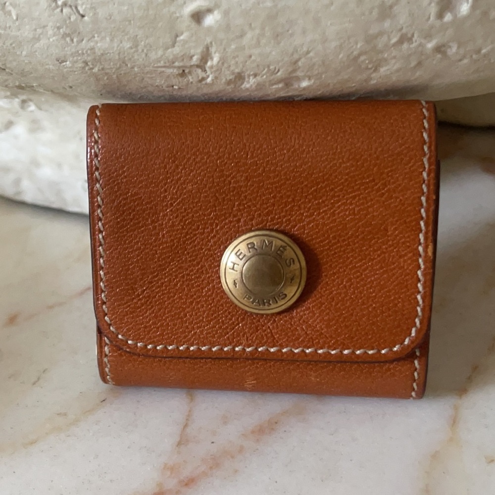 Authentic Hermès brown post it note holder